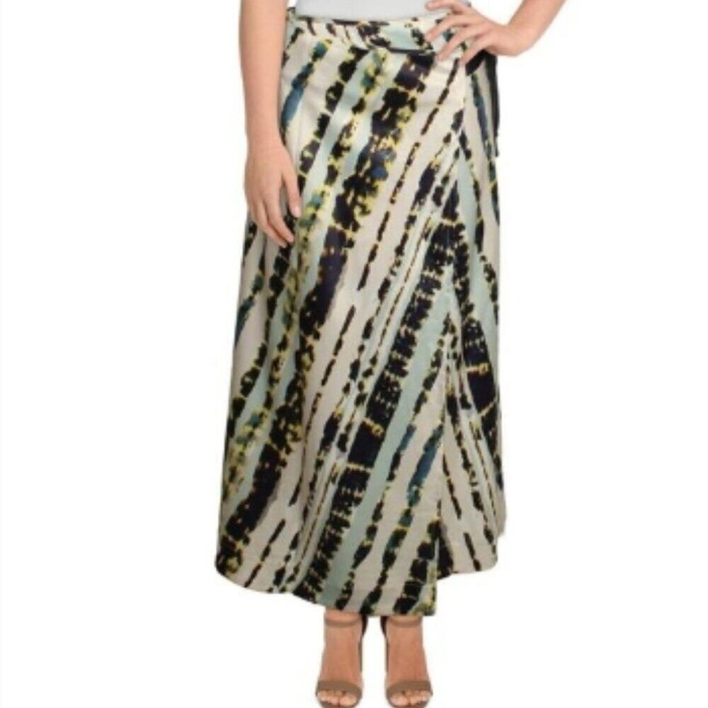 Lysse Womens Ivory Striped Side Tie Midi Wrap Skirt
